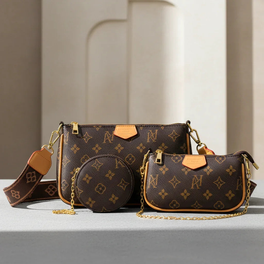 Korean Fashion Two Crossbody Bags With Purse 3 Pcs Set - RD261#