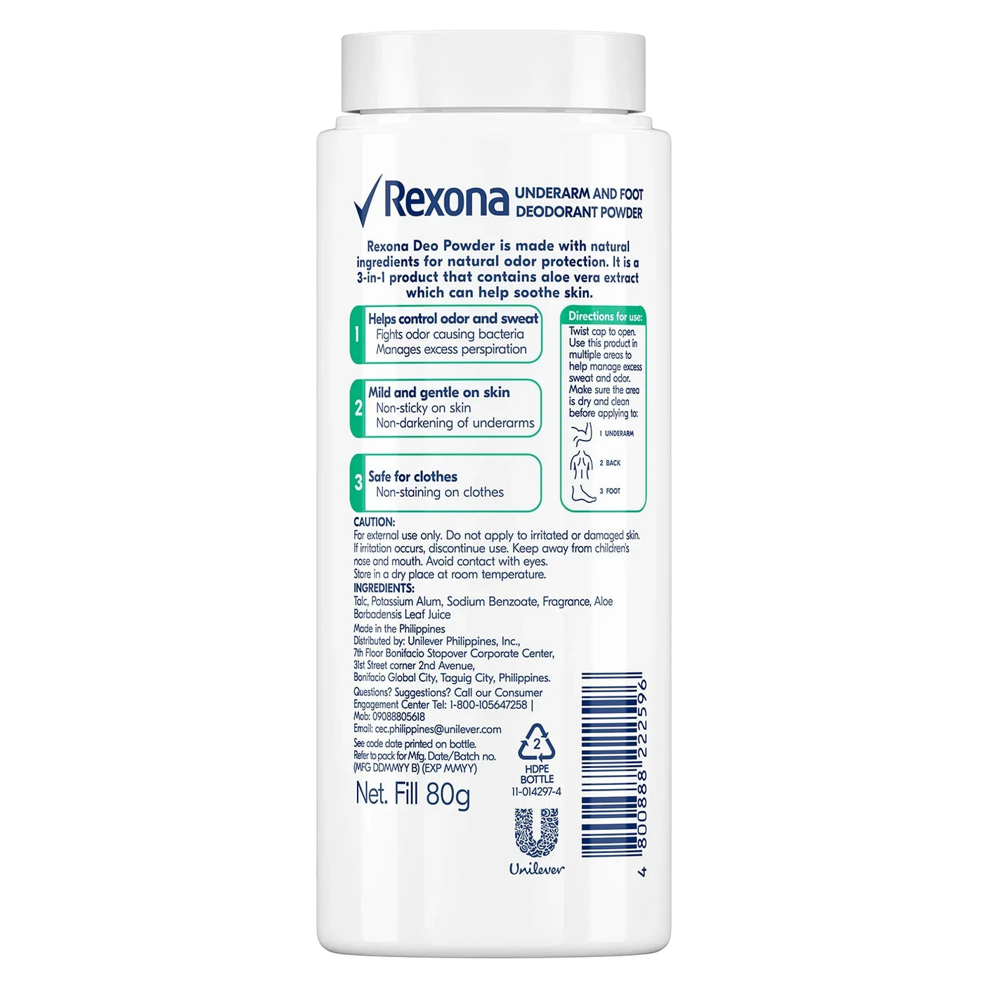 Rexona Aloe Soothe Deo Powder For Underarm & Foot - 80g