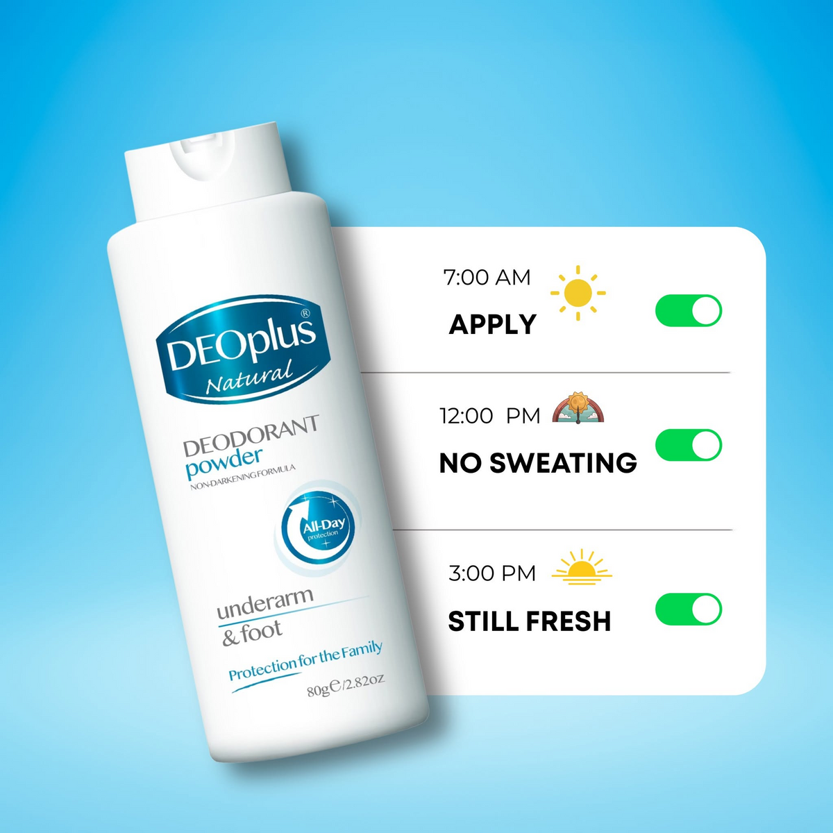 Deoplus Natural Tri-Active System Deodorant Powder - 80g