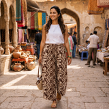 Women's Elephant Print Wide Leg Palazzo Pants - YH815#
