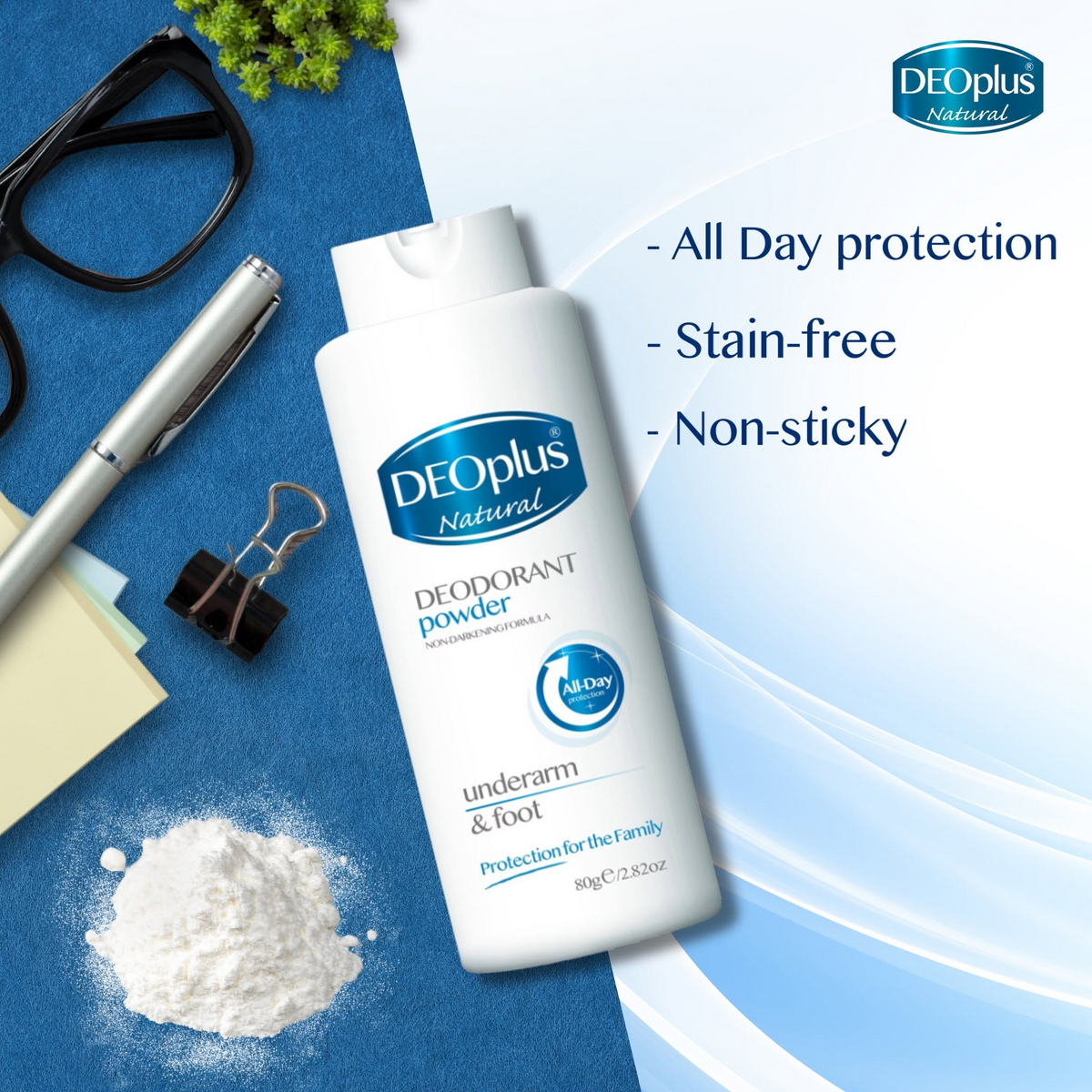 Deoplus Natural Tri-Active System Deodorant Powder - 80g