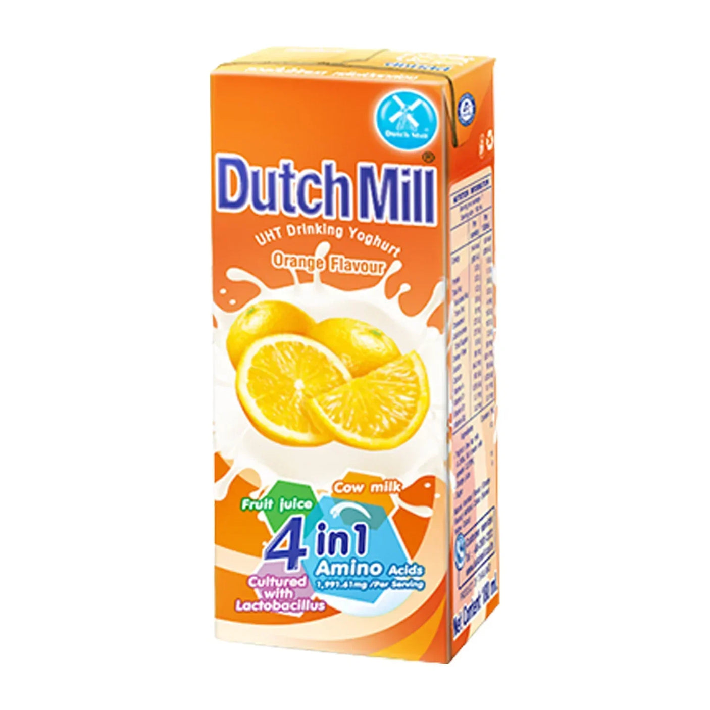 Dutch Mill Yoghurt Drink Orange Flavour - 180ml × 4 Pcs