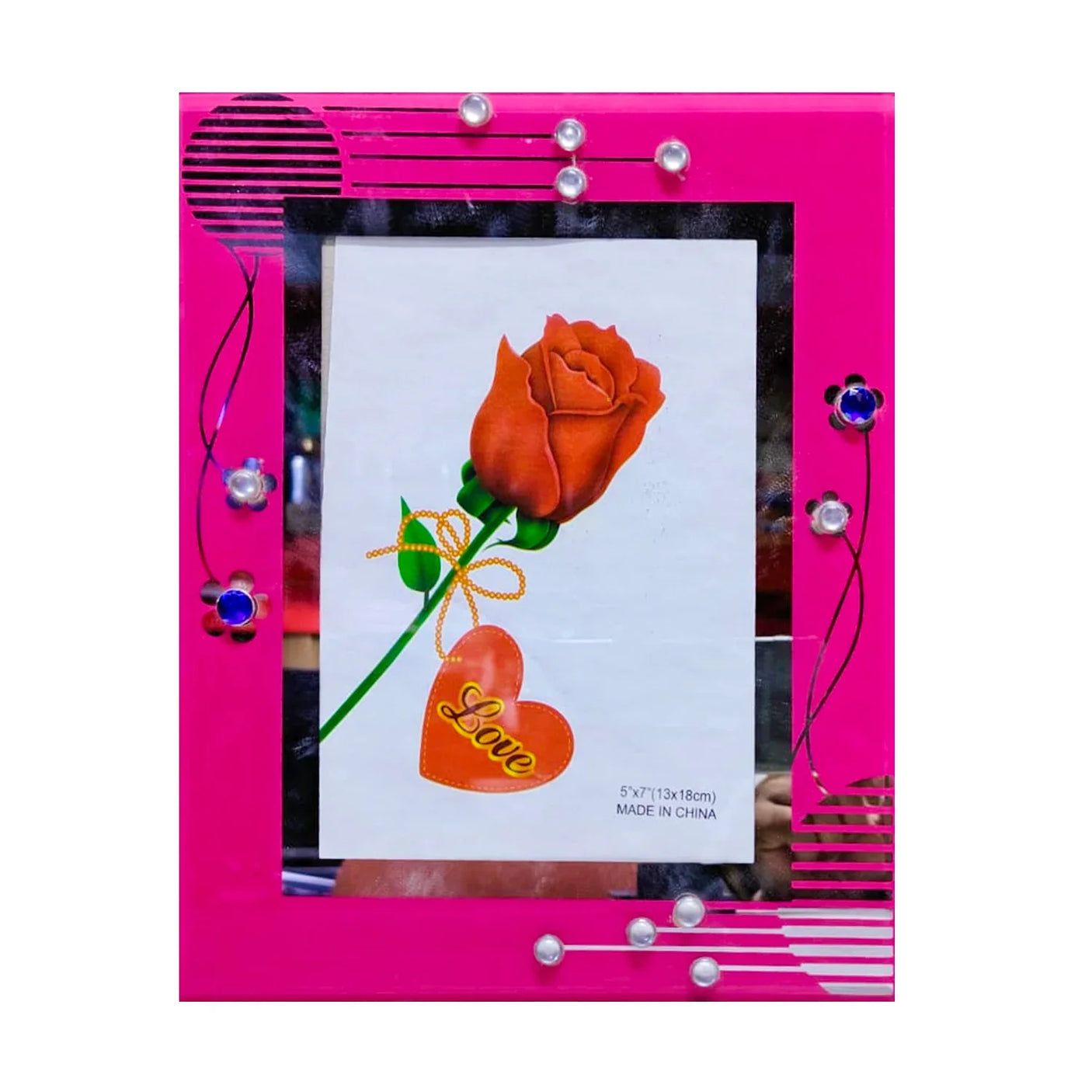 Pink Diamond Design Glass Photo Frame (13CM×8CM) - PF6