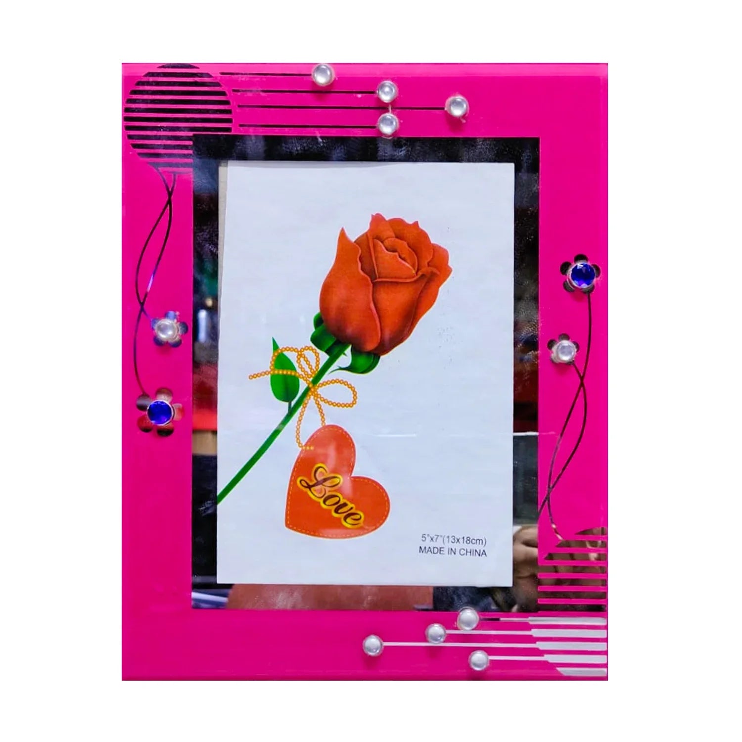 Pink Diamond Design Glass Photo Frame (13CM×8CM) - PF6