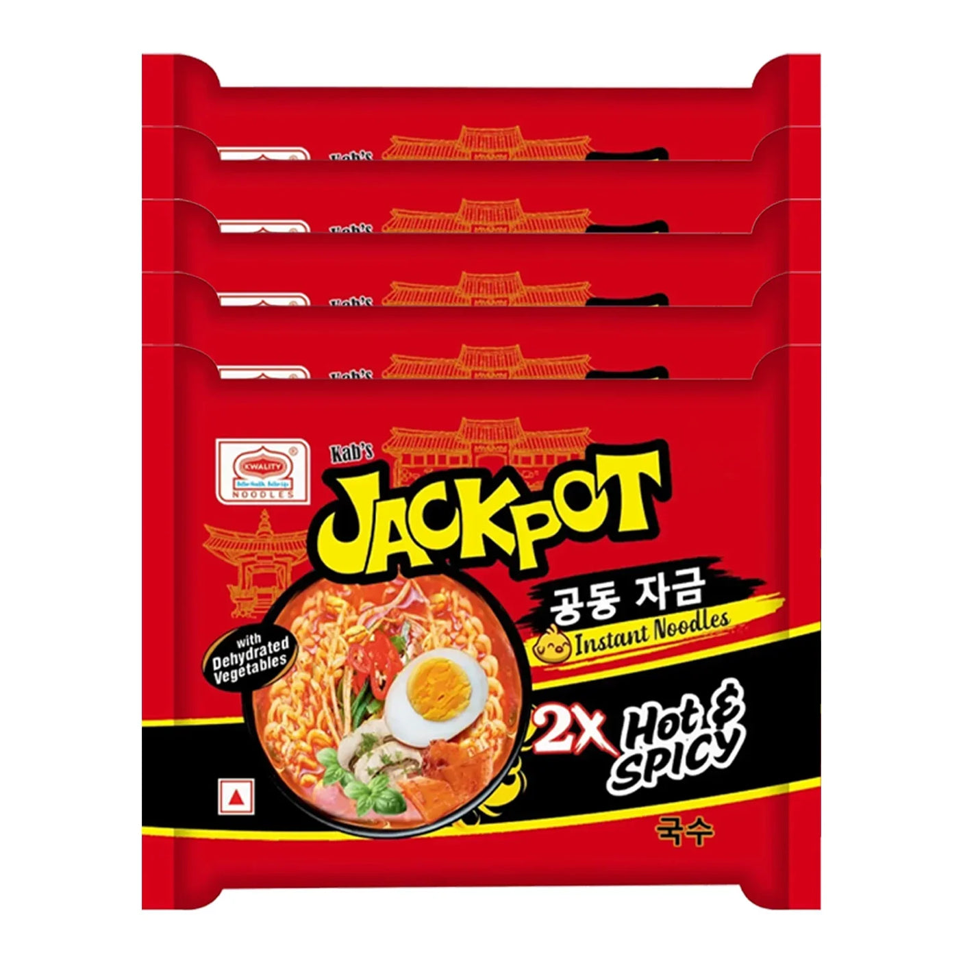 Kab's Jackpot 2x Hot & Spicy Instant Noodles - 60g × 5 Pcs (Offer)