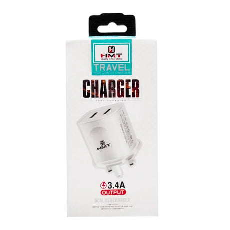 شاحن HMT بمنفذ USB مزدوج بقوة 3.4 أمبير مع كابل Lightning H202