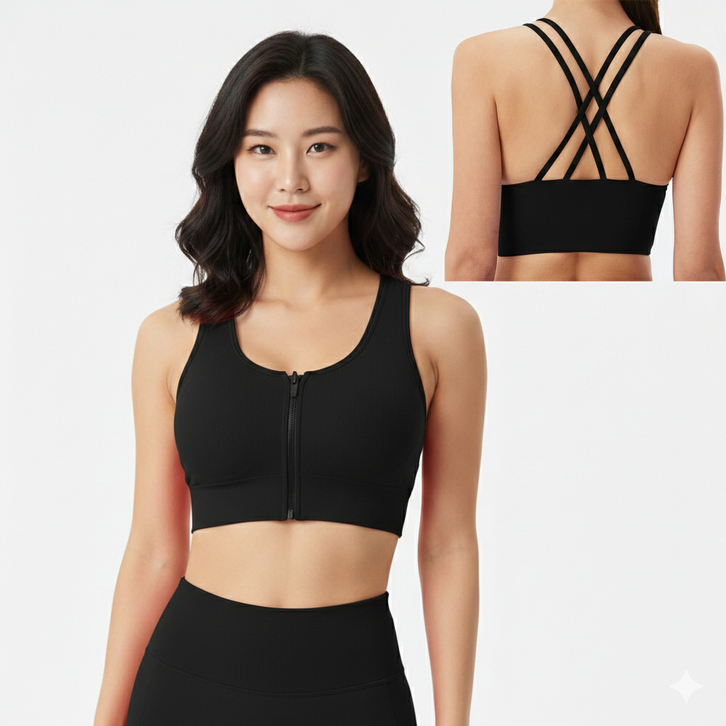Front Zipper Seamless Sports Bra - 2562#