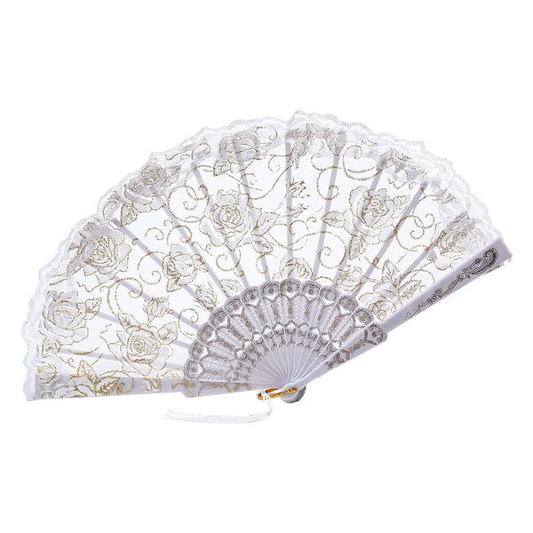 Wedding Lace Folding Hand Held Flower Fan