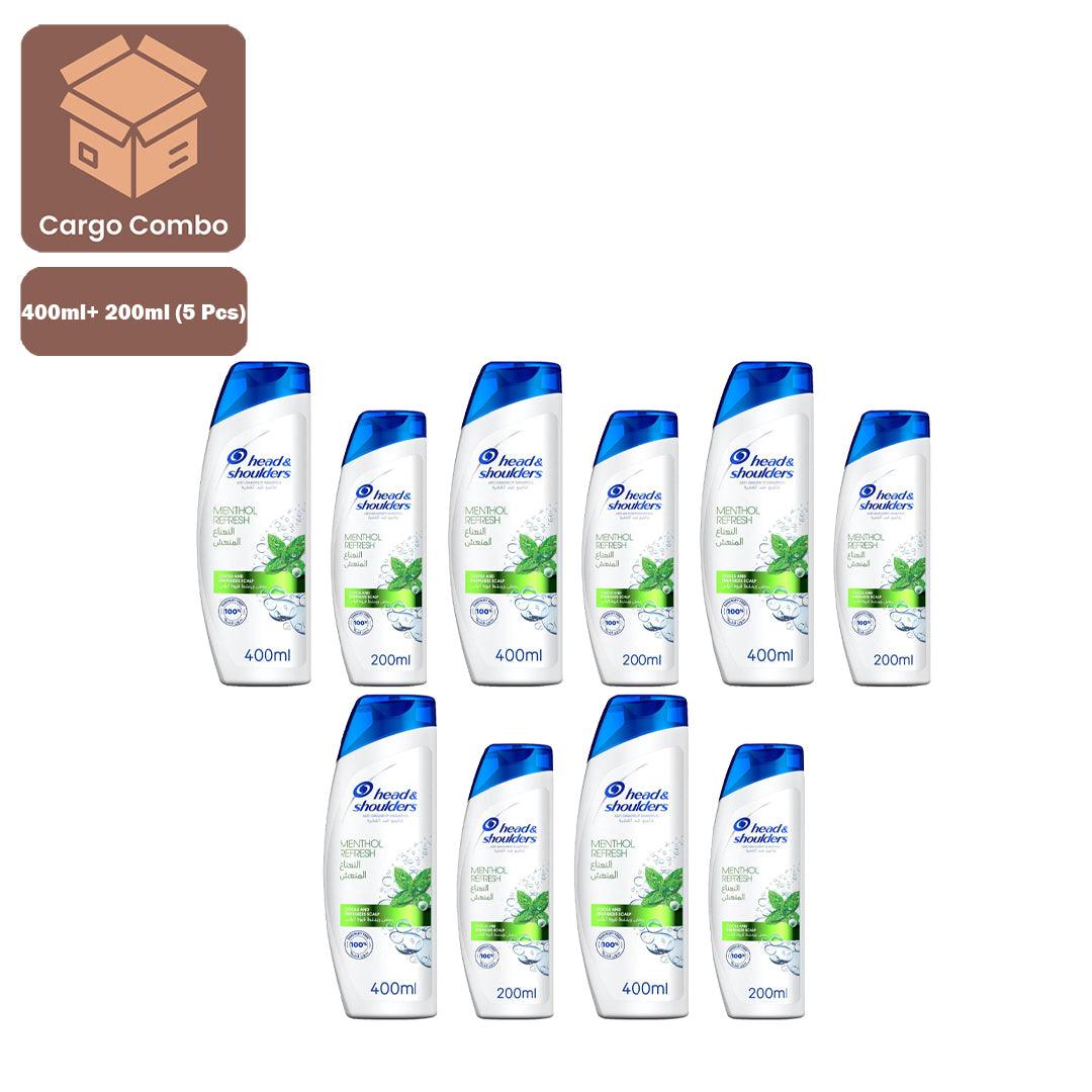 Head & Shoulders Anti-Dandruff Shampoo Menthol Refresh - 400ml+ 200ml (5 Pcs)