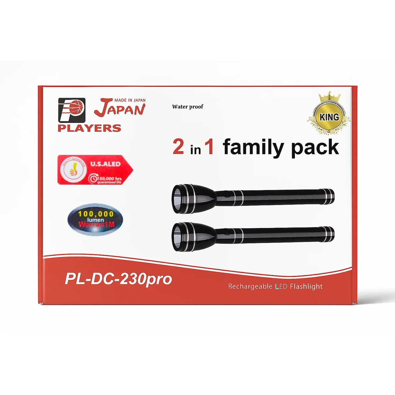Players Japan 2 In 1 Rechargeable Flashlight Family Pack PL-DC-230Pro