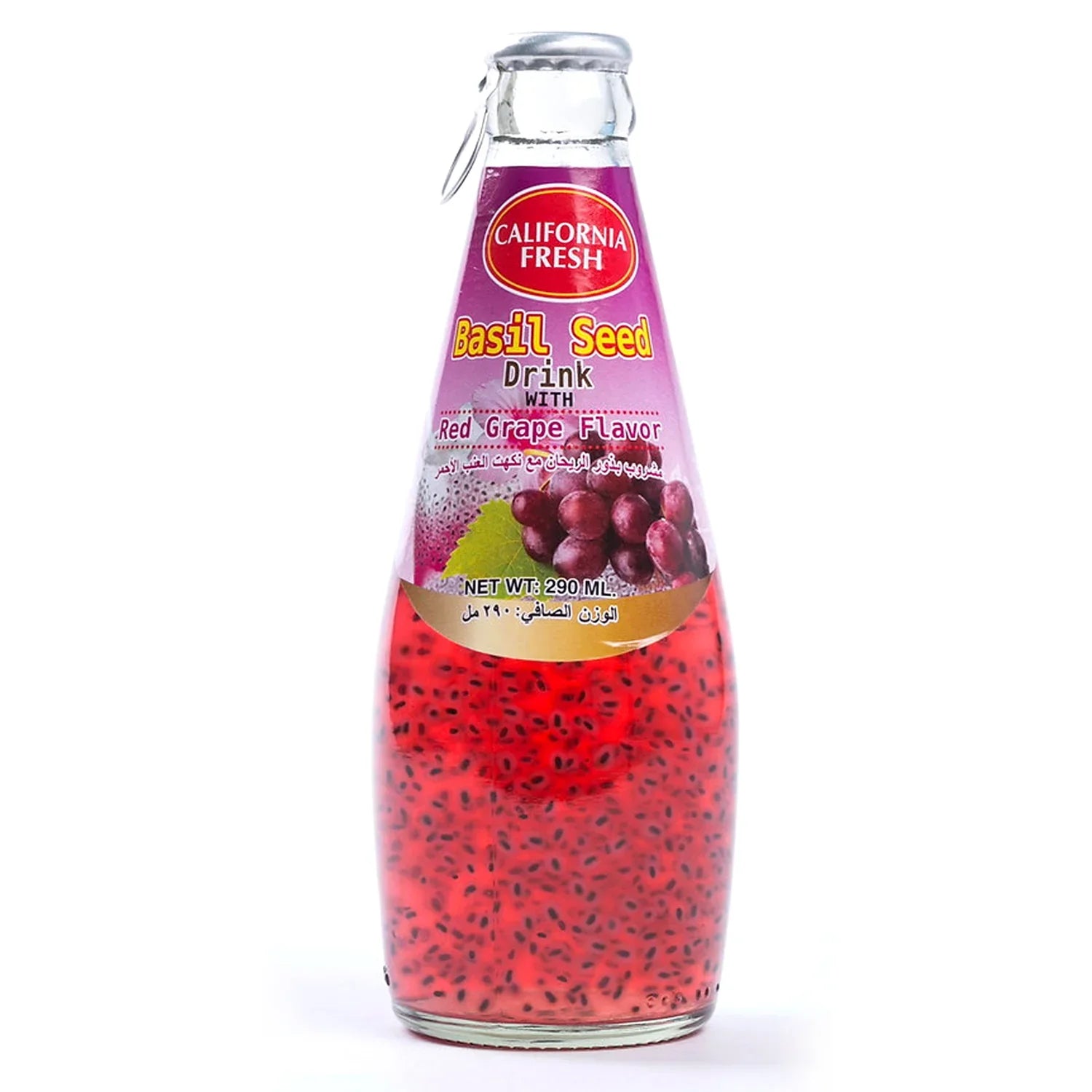 California Fresh Basil Seed Drink With Red Grape Flavor - 290ml