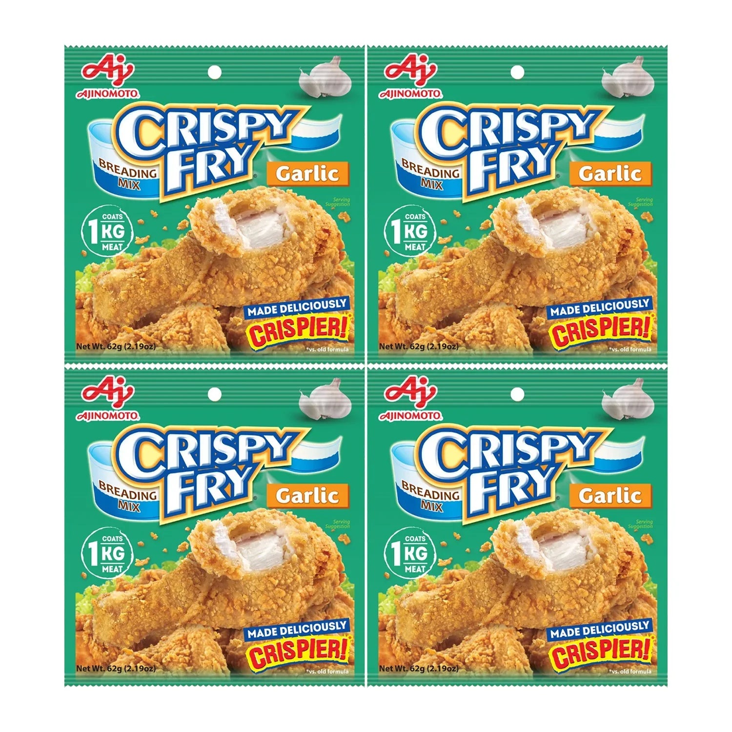 أجينوموتو كرسبي فراي بريتنغ بالثوم المقرمش بالثوم - 62 جم × 4 قطع