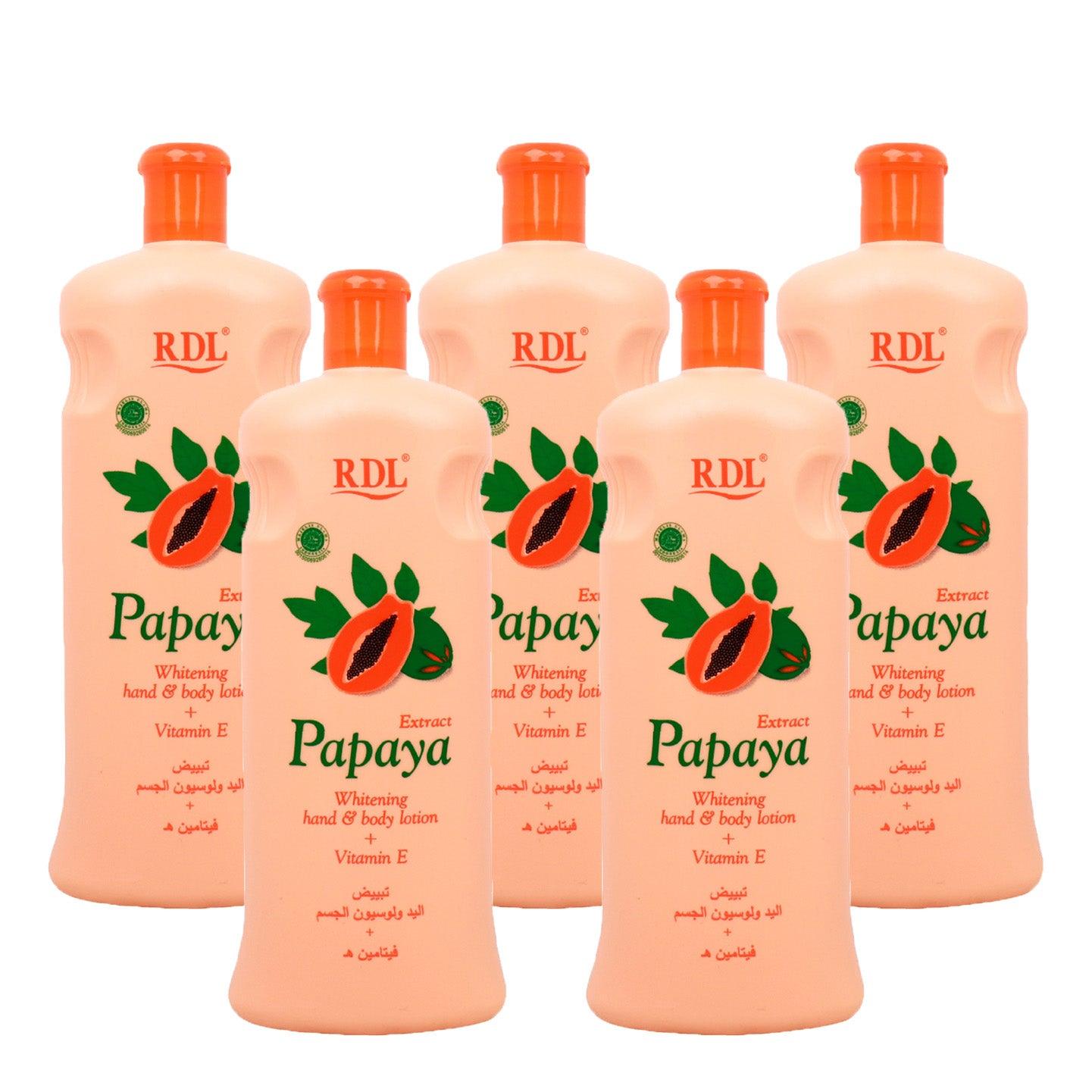 RDL Papaya Brightening Body Lotion + Vitamin E - 600ml (4+1) Offer