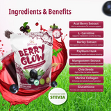Glowming Berry Glow Acai Berry Powder Drink Mix - 10 Sachets × 20g (Original)