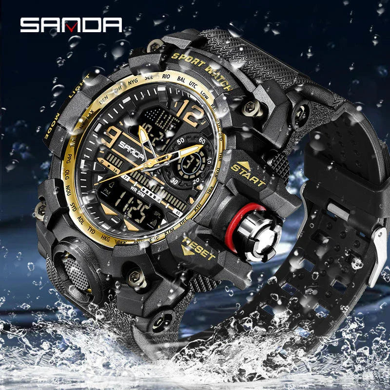 SANDA Unisex Analog-Digital Sports LED Watch - #3353