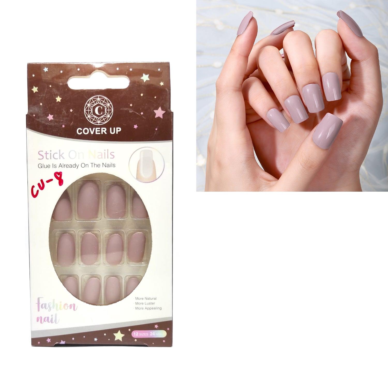 Cover Up Stick On Fashion Nails 12 Sizes - 24 Nails