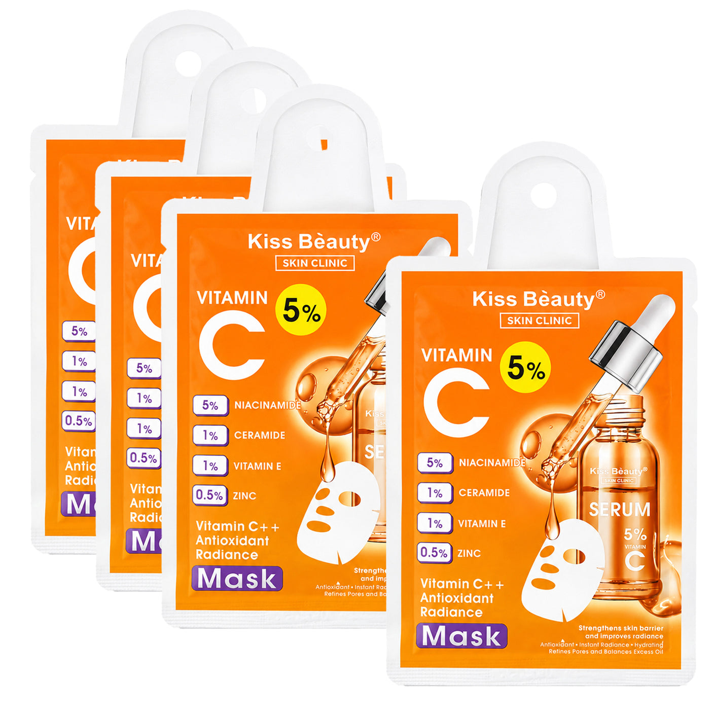 Kiss Beauty Vitamin C+ Antioxidant Radiance Face Mask - 30ml (3+1) Offer