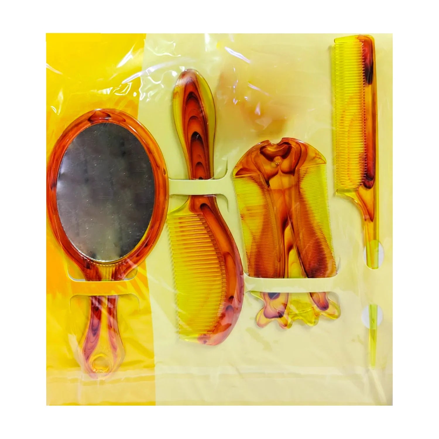 مجموعة أمشاط تصفيف الشعر دايميجيا مع مرآة أنيقة - 4 قطع