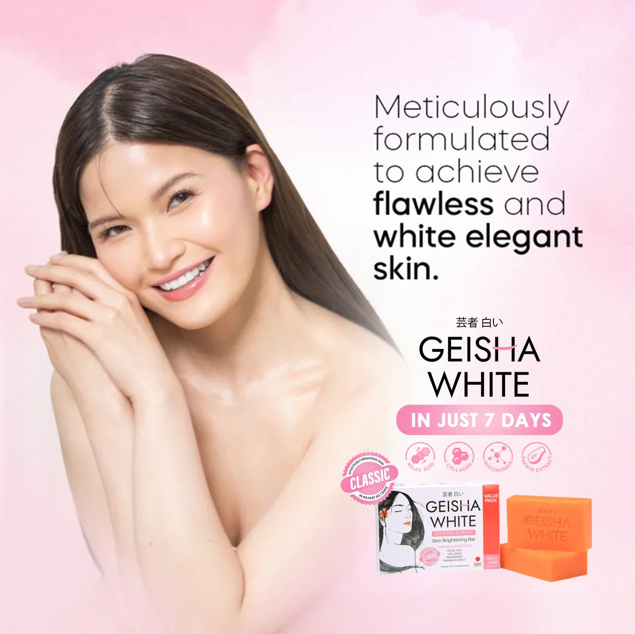 Geisha Soap White Classic Skin Brightening Bar - 65g x 3Pcs