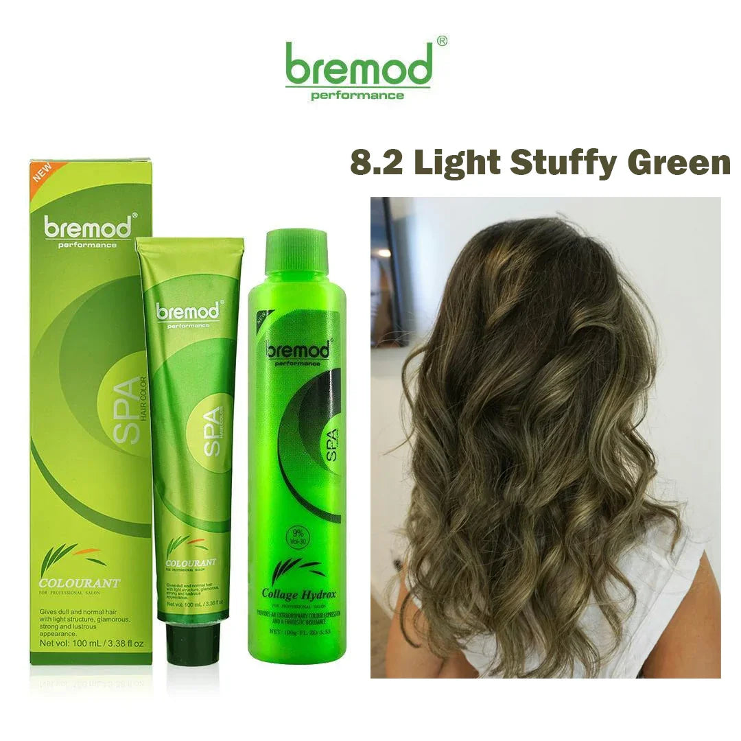 Bremod 8.2 Light Stuffy Green Blonde Color With Oxidizer - 100ml+100g