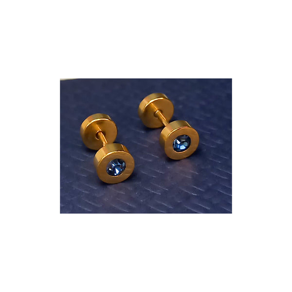 Golden Stainless Steel Stud Earings - 027