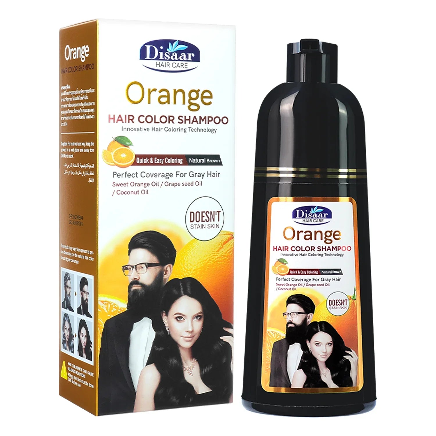 Disaar Orange Hair Color Shampoo Natural Brown - 400ml