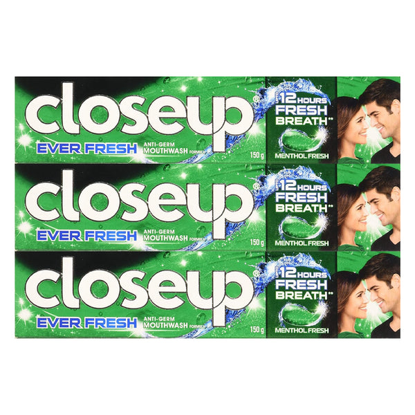 Closeup Anti-Bacterial Toothpaste Menthol Fresh 3 Pcs × 150g (Offer)