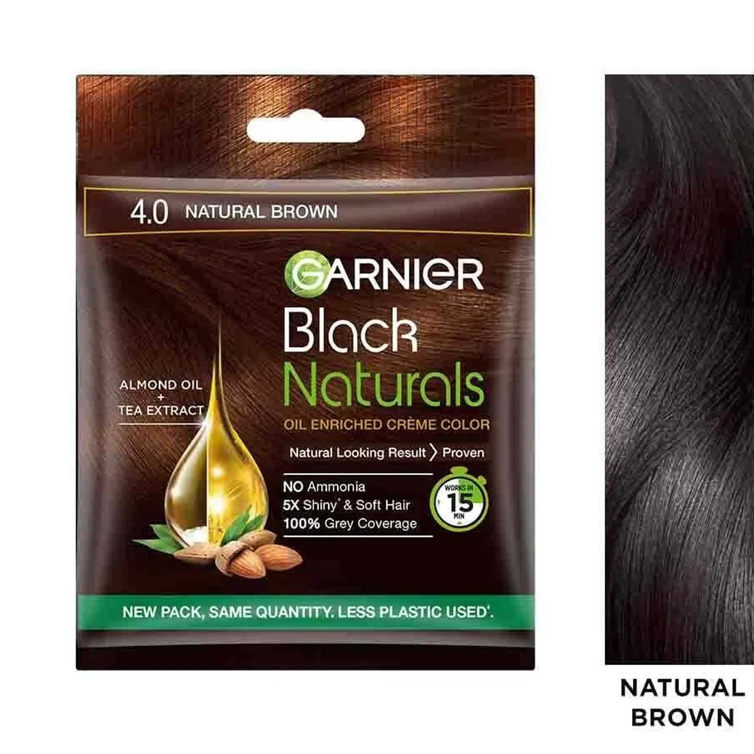 Garnier Black Naturals Hair Color Shade 4.0 Natural Brown - 20ml+20g