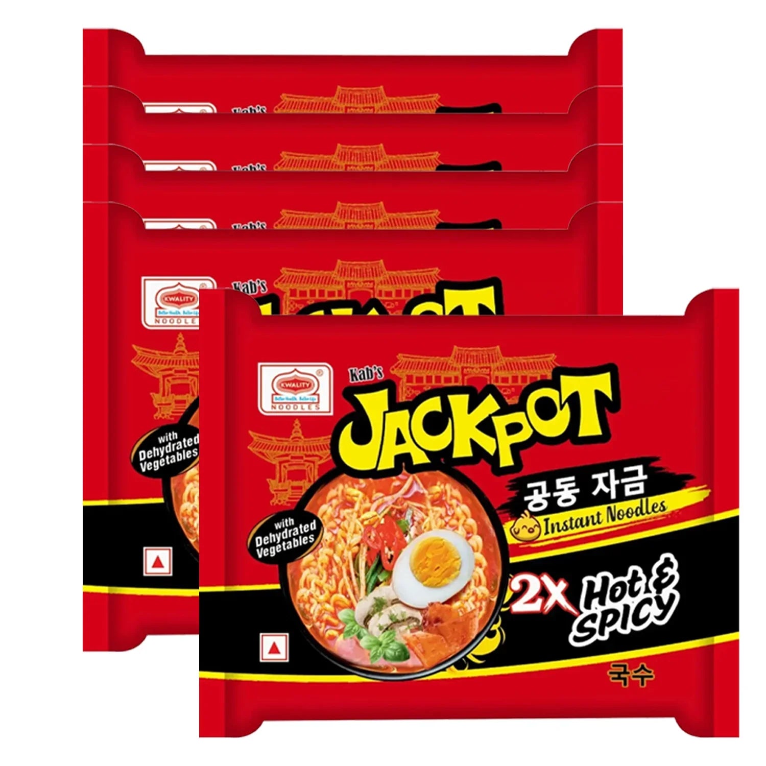 Kab's Jackpot 2x Hot & Spicy Instant Noodles - 60g × 5 Pcs (Offer)