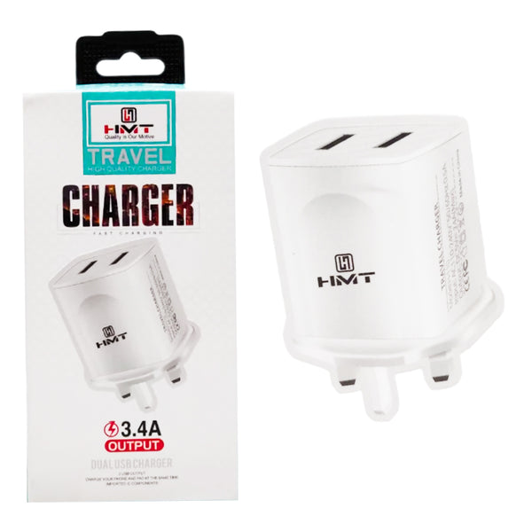 HMT 3.4A Output Dual USB Charger With lightning Cable H-110