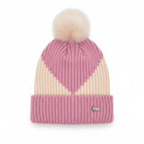Luxury Fur Pom Beanie Striped Knit Winter Hat