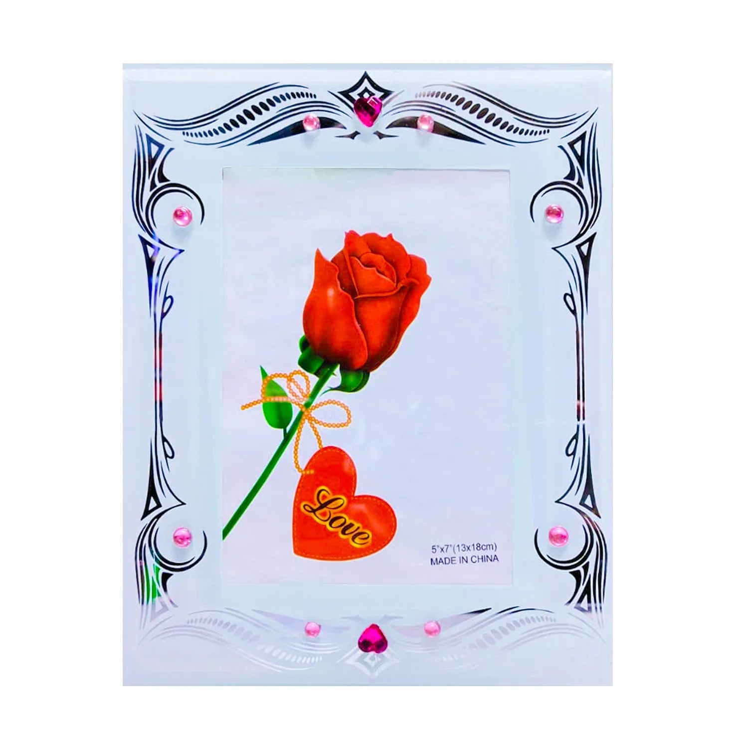 إطار صور زجاجي بتصميم لؤلؤي أبيض (13 سم × 8 سم) - PF7