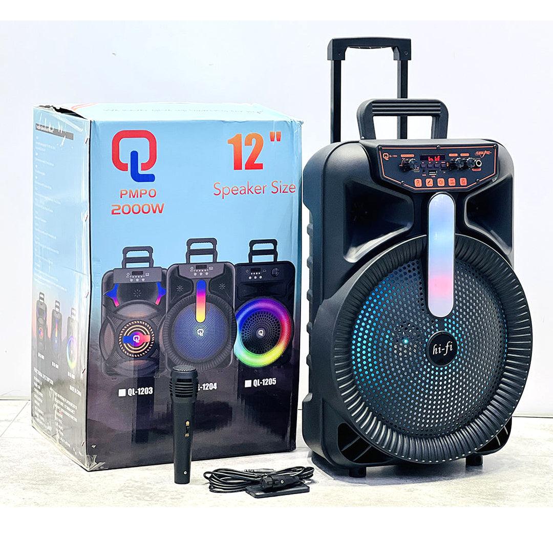 QL 2000W Stereo Wireless Portable Speaker 12" With Mic QL-1204