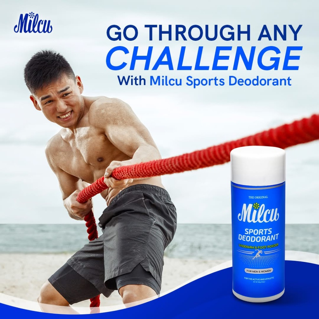 Milcu Sports Deodorant For Underarm & Foot Powder - 80g