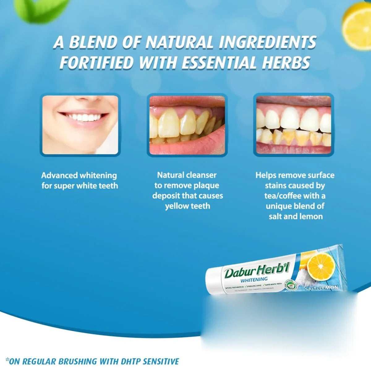 Dabur Herbal Brightening Salt & Lemon Toothpaste - 150g