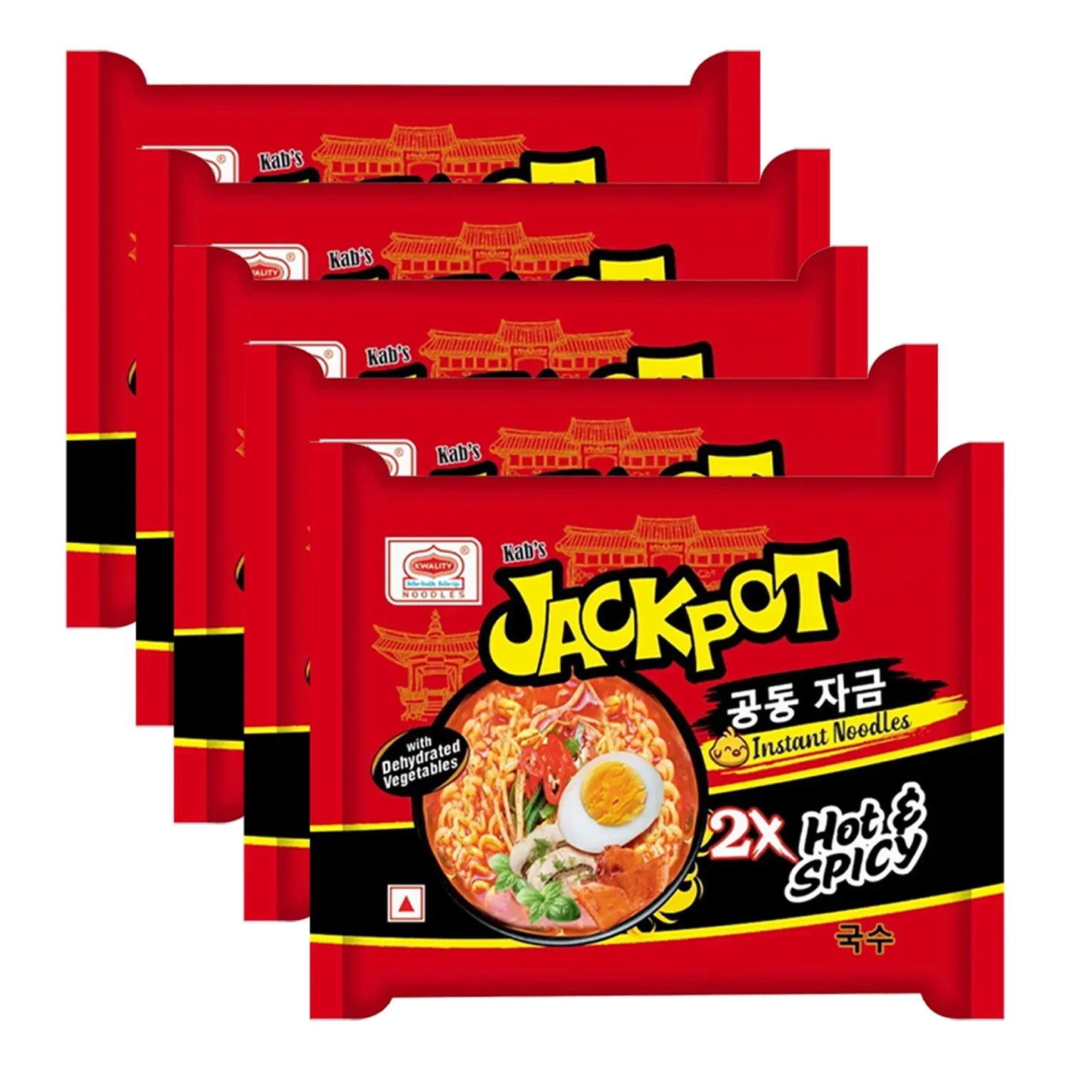 Kab's Jackpot 2x Hot & Spicy Instant Noodles - 60g × 5 Pcs (Offer)