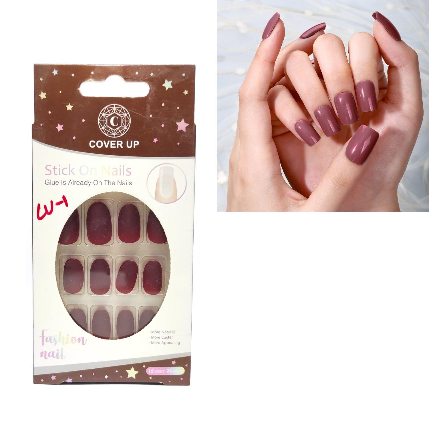 Cover Up Stick On Fashion Nails 12 Sizes - 24 Nails