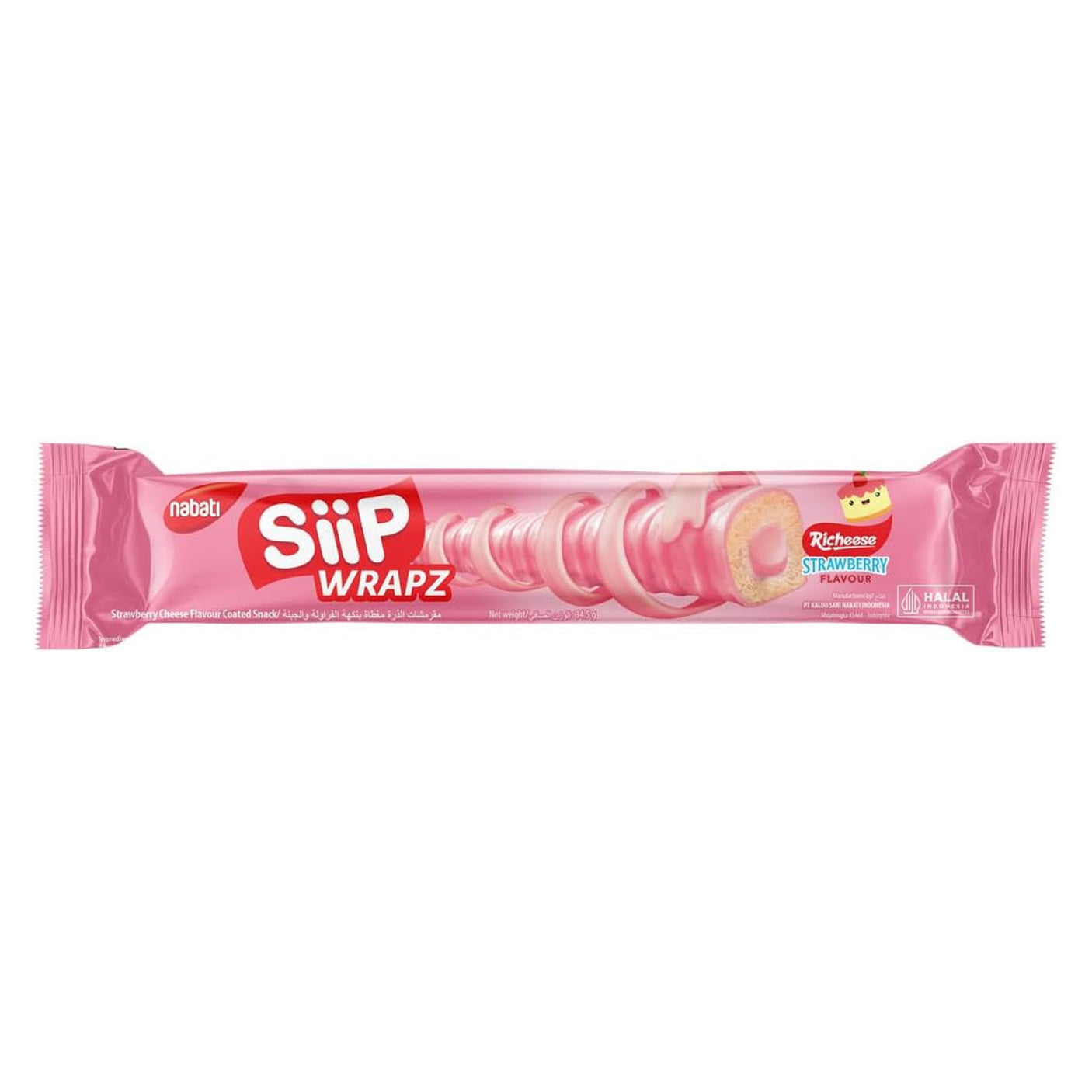 Nabati Siip Wrapz Richeese Strawberry Flavour - 14.5g × 12Pcs (174g)
