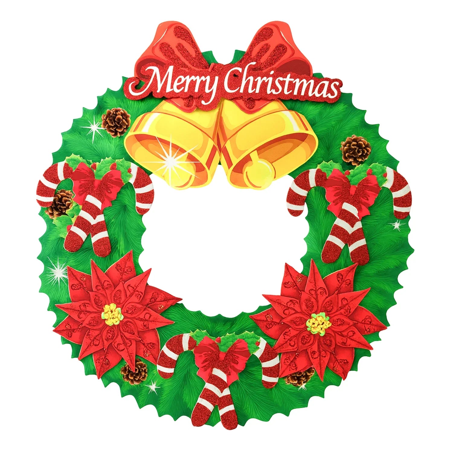 Merry Christmas Wreath Wall Hanging Decor Sticker - 4209B