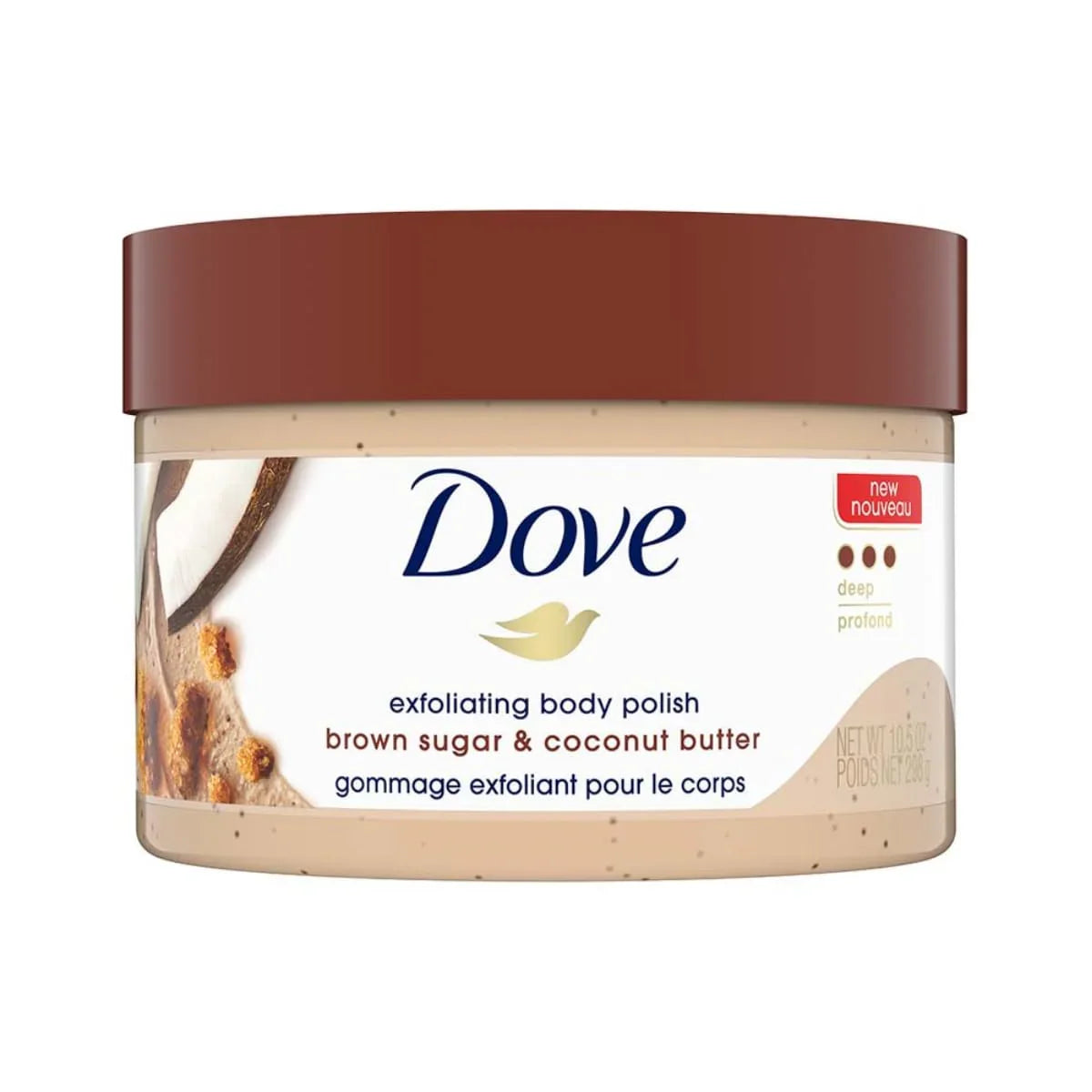 دوف بودي بوليش للجسم مقشر الجسم بالسكر البني وزبدة جوز الهند - 298 جم