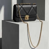 Women's Quilted Crossbody Bag with Gold Chain Strap - B102