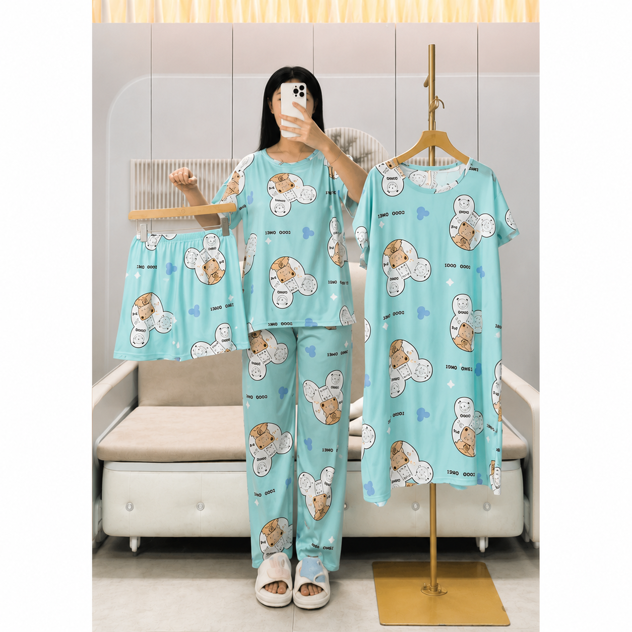 Korean Style 4-Piece Matching Nightwear Set  - WJL-16#