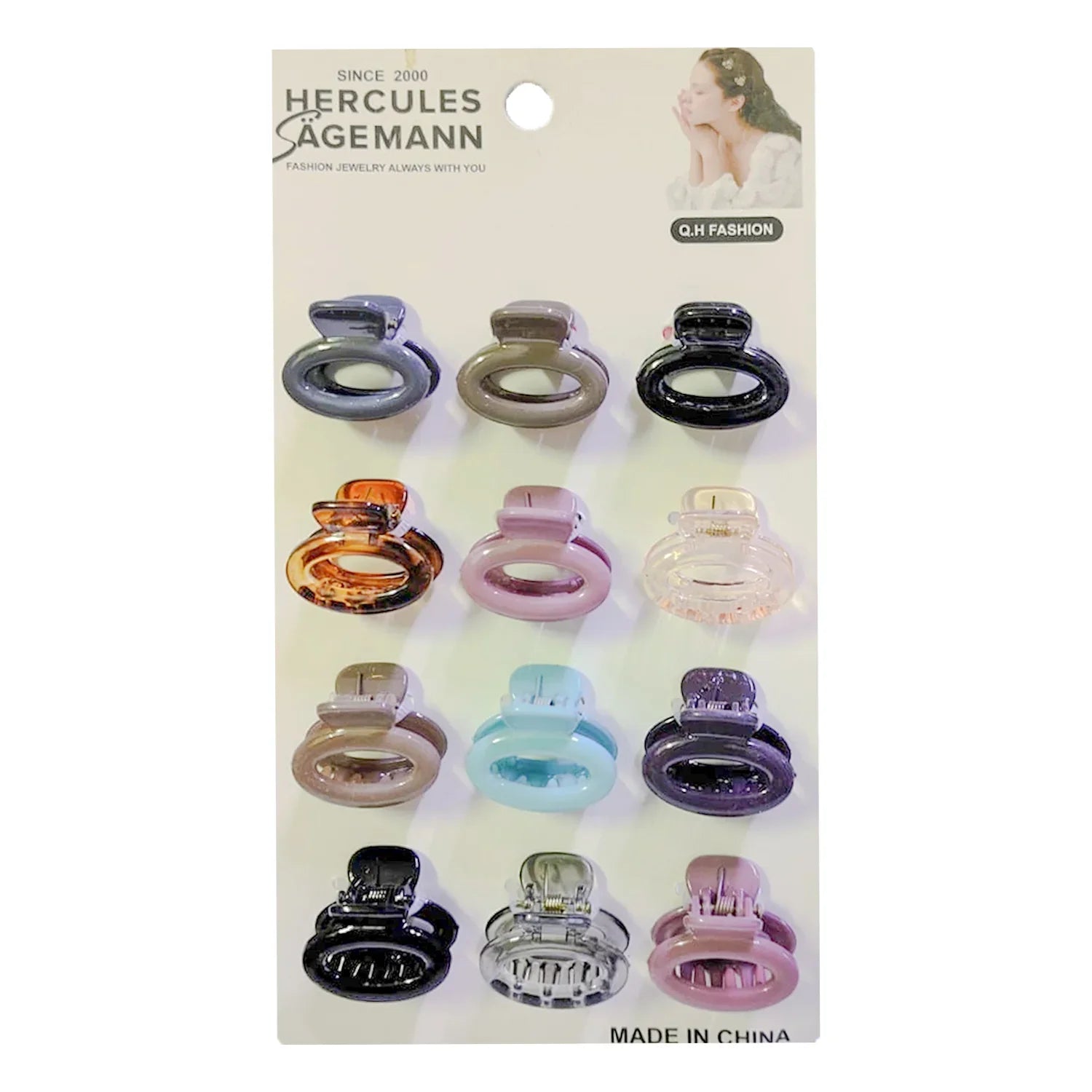 Unique Design Hair Claw Clips - 12 Pcs (C119)