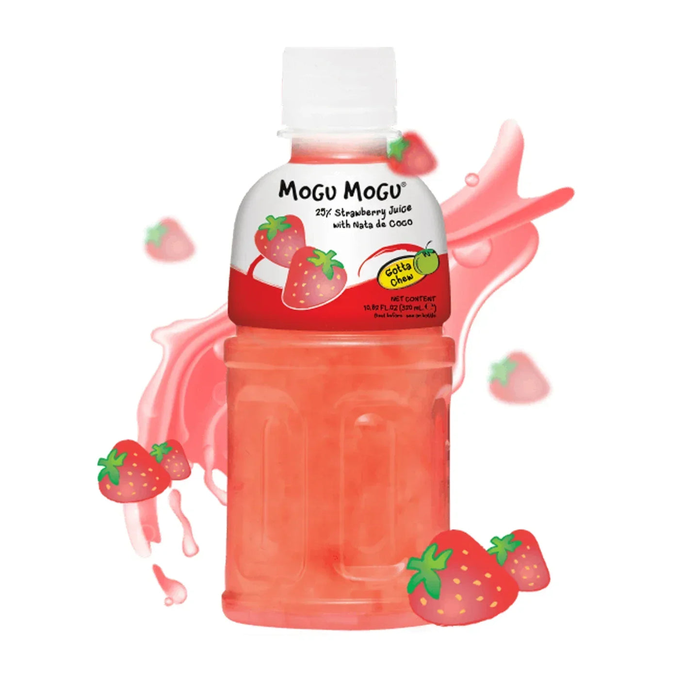 Mogu Mogu Strawberry Juice With Nata De Coco - 320ml × 6Pcs