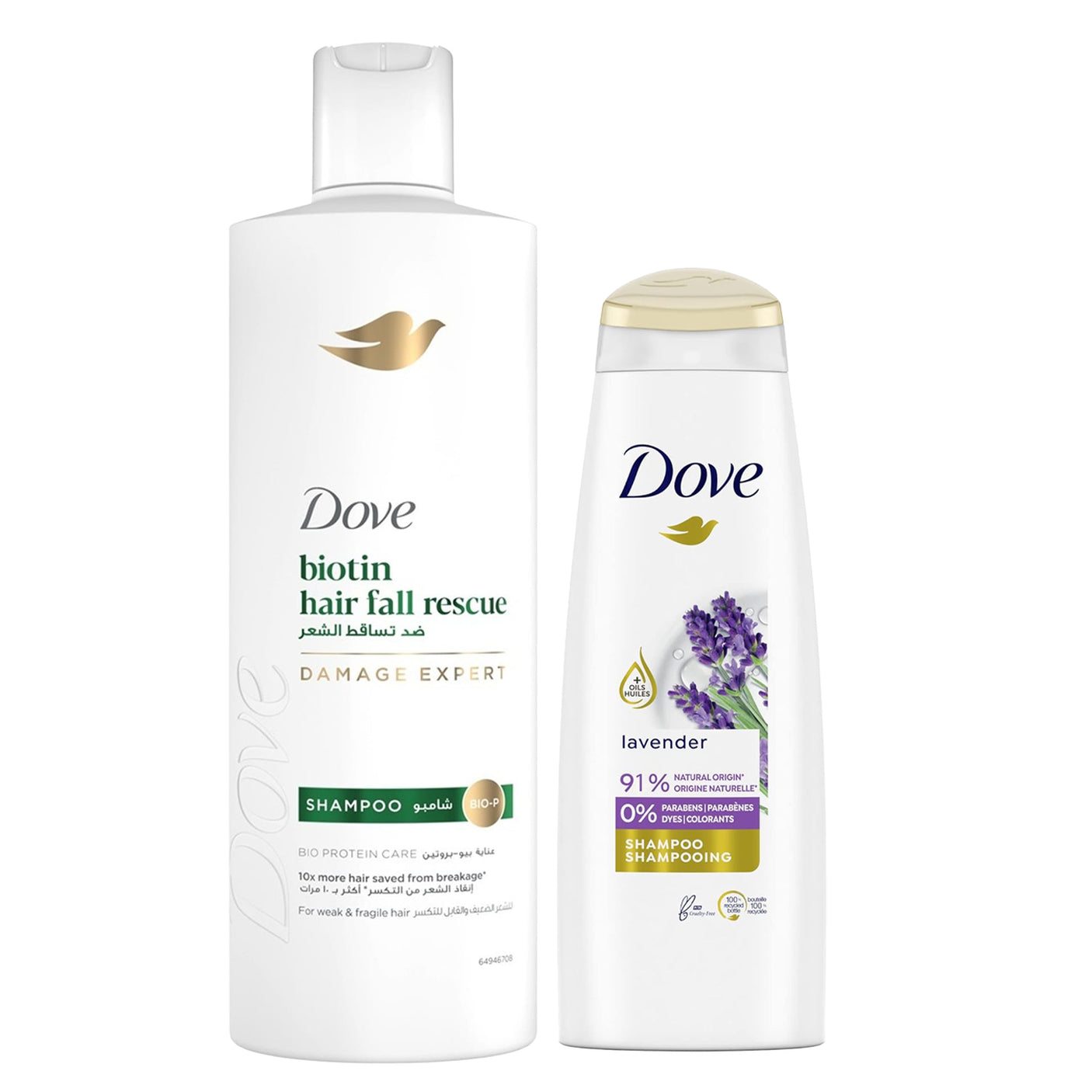 Dove Biotin Hair Fall Rescue + Lavender Thickness Shampoo - 400ml+180ml