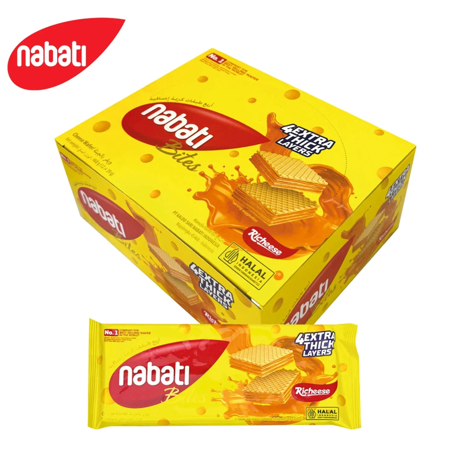 Nabati Bites Cheese Wafer Richeese - 12Pcs × 39g (468g)