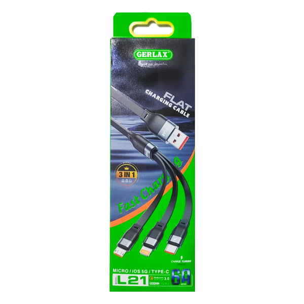 Gerlax 3 IN 1 6A Flat Charging Cable - L21