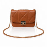 Women's Quilted Crossbody Bag with Gold Chain Strap - B101
