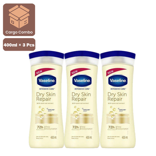 Vaseline Dry Skin Repair Body Lotion - 400ml × 3 Pcs (Offer)