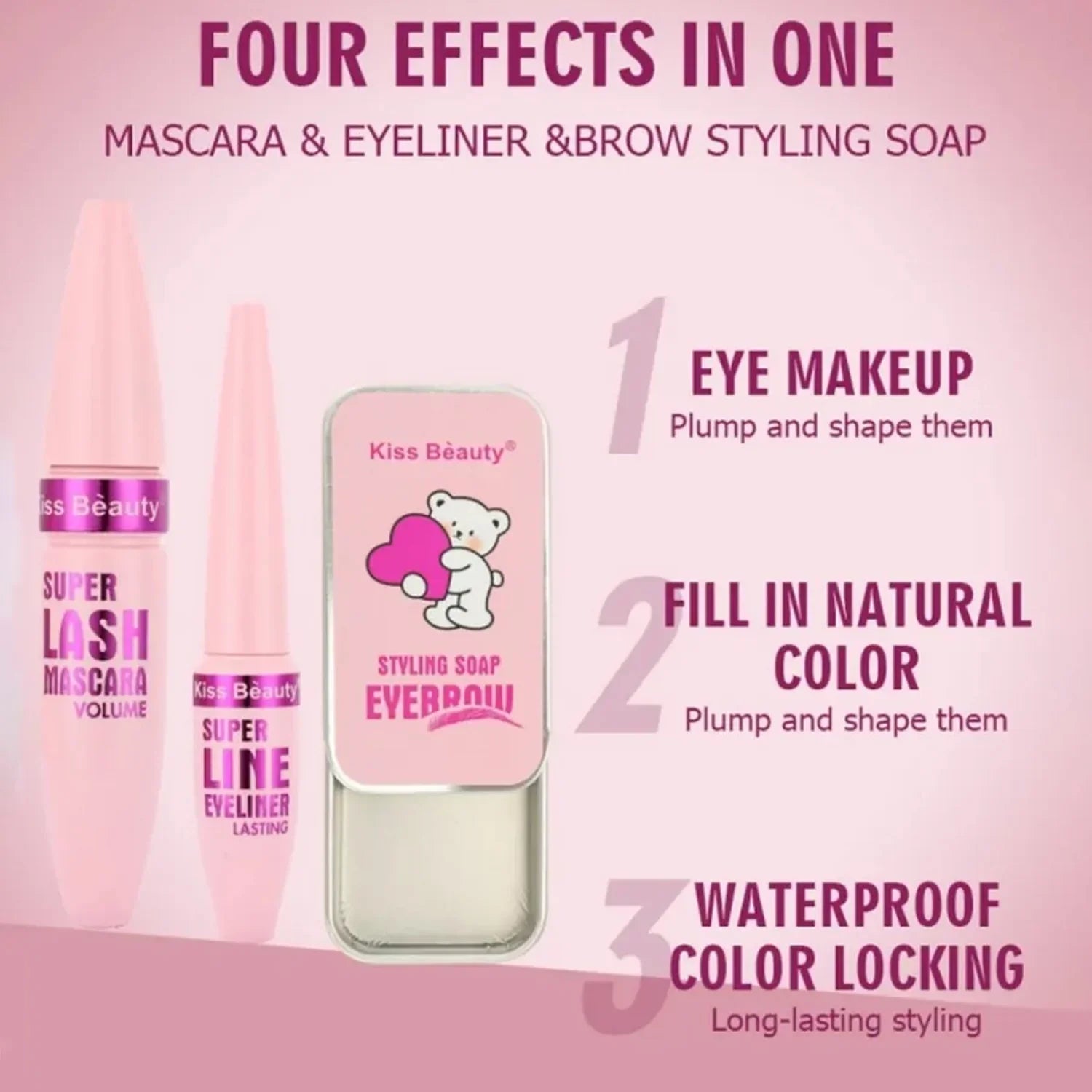 Kiss Beauty 4 in 1 Super 3D Mascara & Eyeliner Set